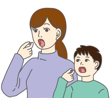 舌下免疫療法をしている親子